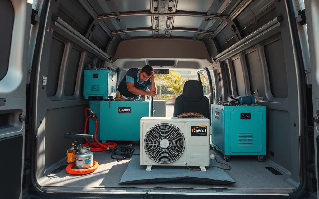 Sparkium service van with prepared installation gear in a Klang Valley driveway.